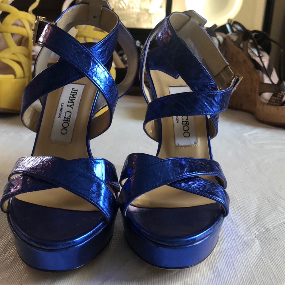 Jimmy Choo Vibrant Blue Strappy High Heel
